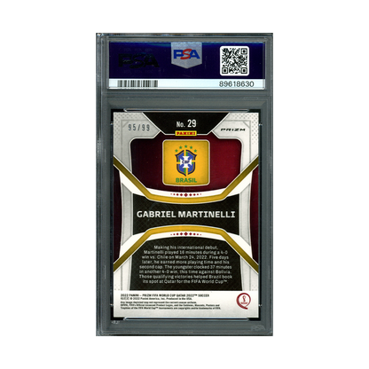 Gabriel Martinelli 2022 Prizm WC Qatar Red Breakaway Prizm Rookie /99 PSA 10