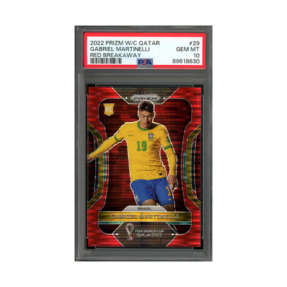 Gabriel Martinelli 2022 Prizm WC Qatar Red Breakaway Prizm Rookie /99 PSA 10