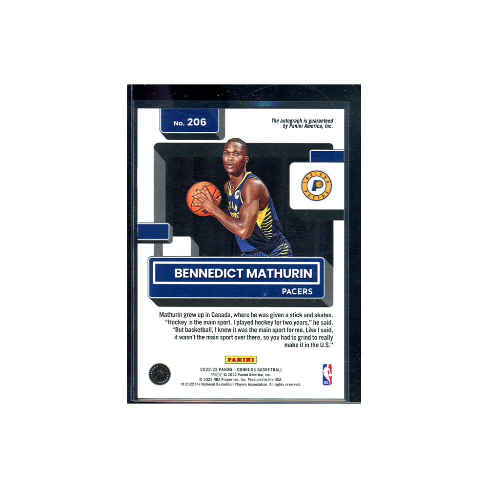 Bennedict Mathurin 2022-23 Panini Donruss Basketball Rated Rookie Auto Choice