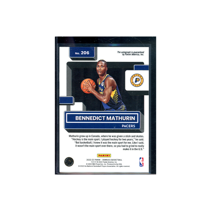 Bennedict Mathurin 2022-23 Panini Donruss Basketball Rated Rookie Auto Choice