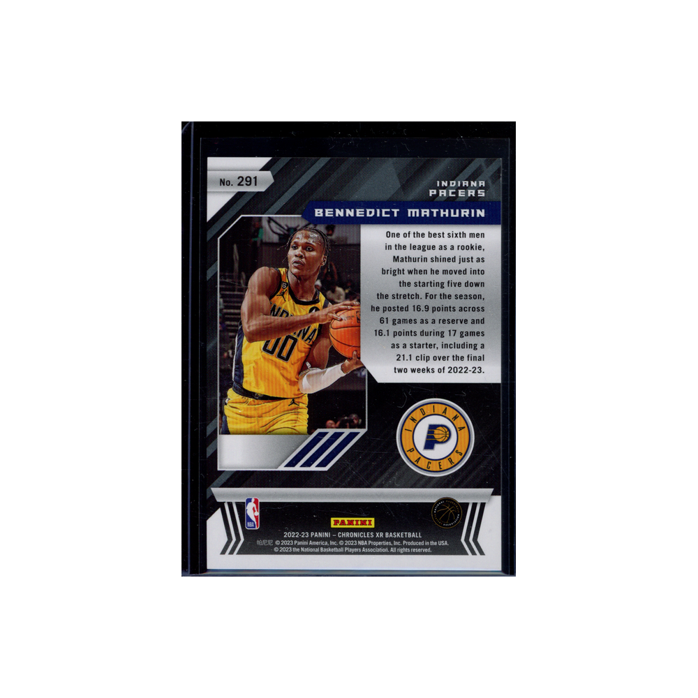 Benedict Mathurin 2022-23 Panini Chronicles Xr Rookie Asia Jade /18