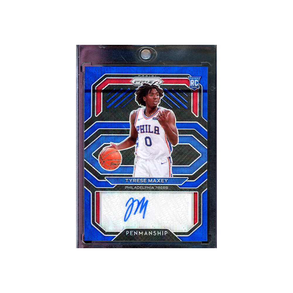 Tyrese Maxey 2020-21 Panini Prizm Basketball Penmanship Rookie Auto Blue Wave