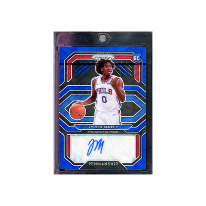 Tyrese Maxey 2020-21 Panini Prizm Basketball Penmanship Rookie Auto Blue Wave