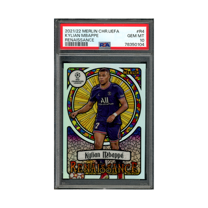 Kylian Mbappe 2021-22 Merlin Chrome Uefa Renaissance PSA 10