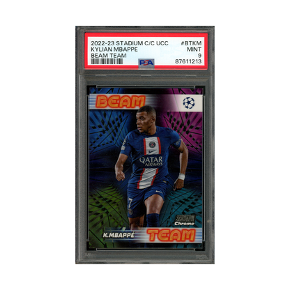 Kylian Mbappe 2022-23 Stadium Club Chrome UCC Beam Team PSA 9