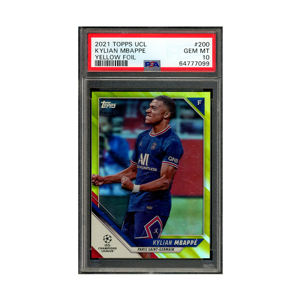 Kylian Mbappe 2021 Topps UCL Yellow Foil /250 PSA 10