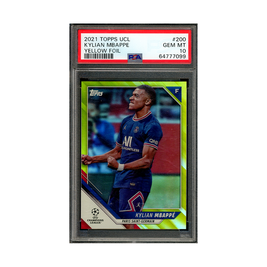 Kylian Mbappe 2021 Topps UCL Yellow Foil /250 PSA 10