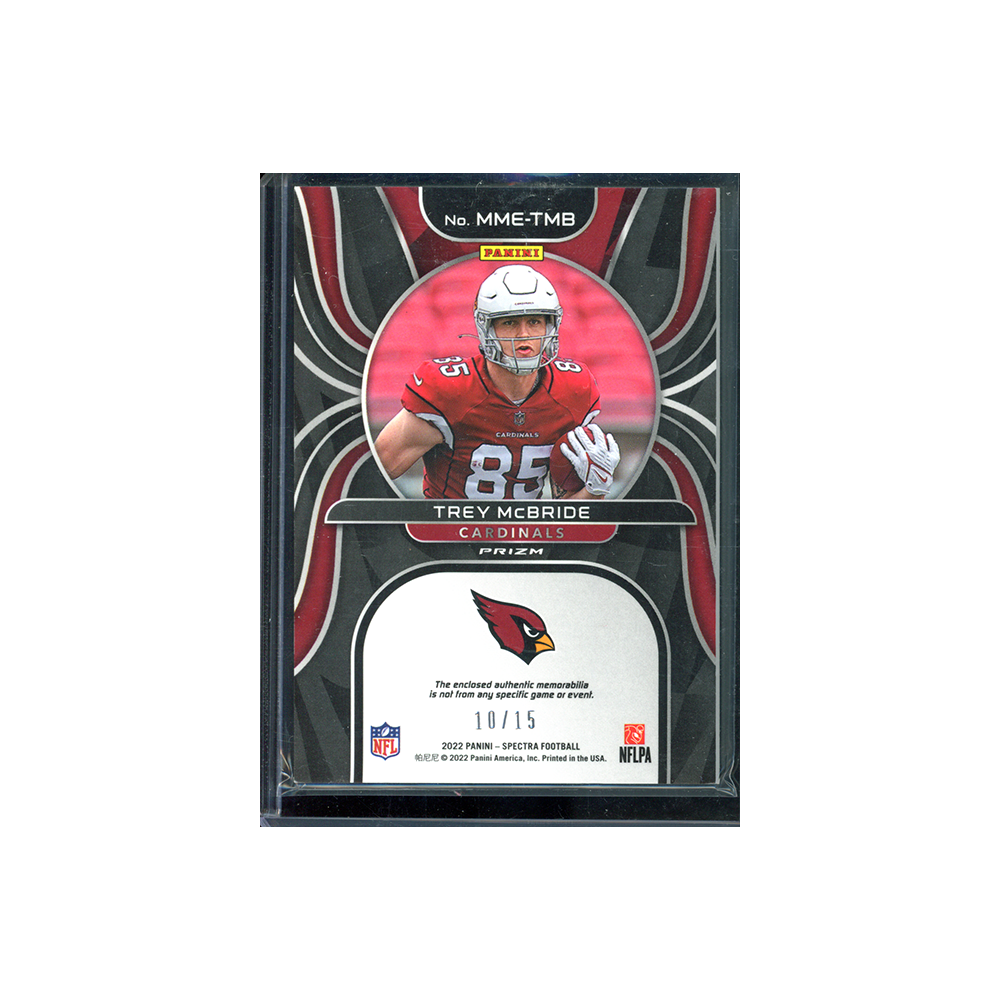 Trey McBride 2022 Panini Spectra Football Monumental Memorabilia Rookie Patch Pink /15