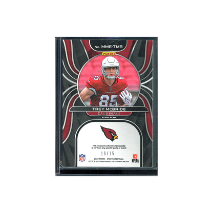 Trey McBride 2022 Panini Spectra Football Monumental Memorabilia Rookie Patch Pink /15