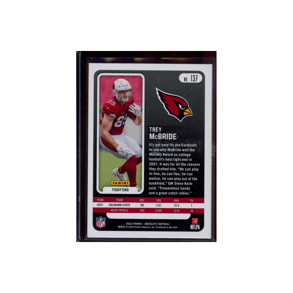 Trey McBride 2022 Panini Absolute Football Rookie Red /100