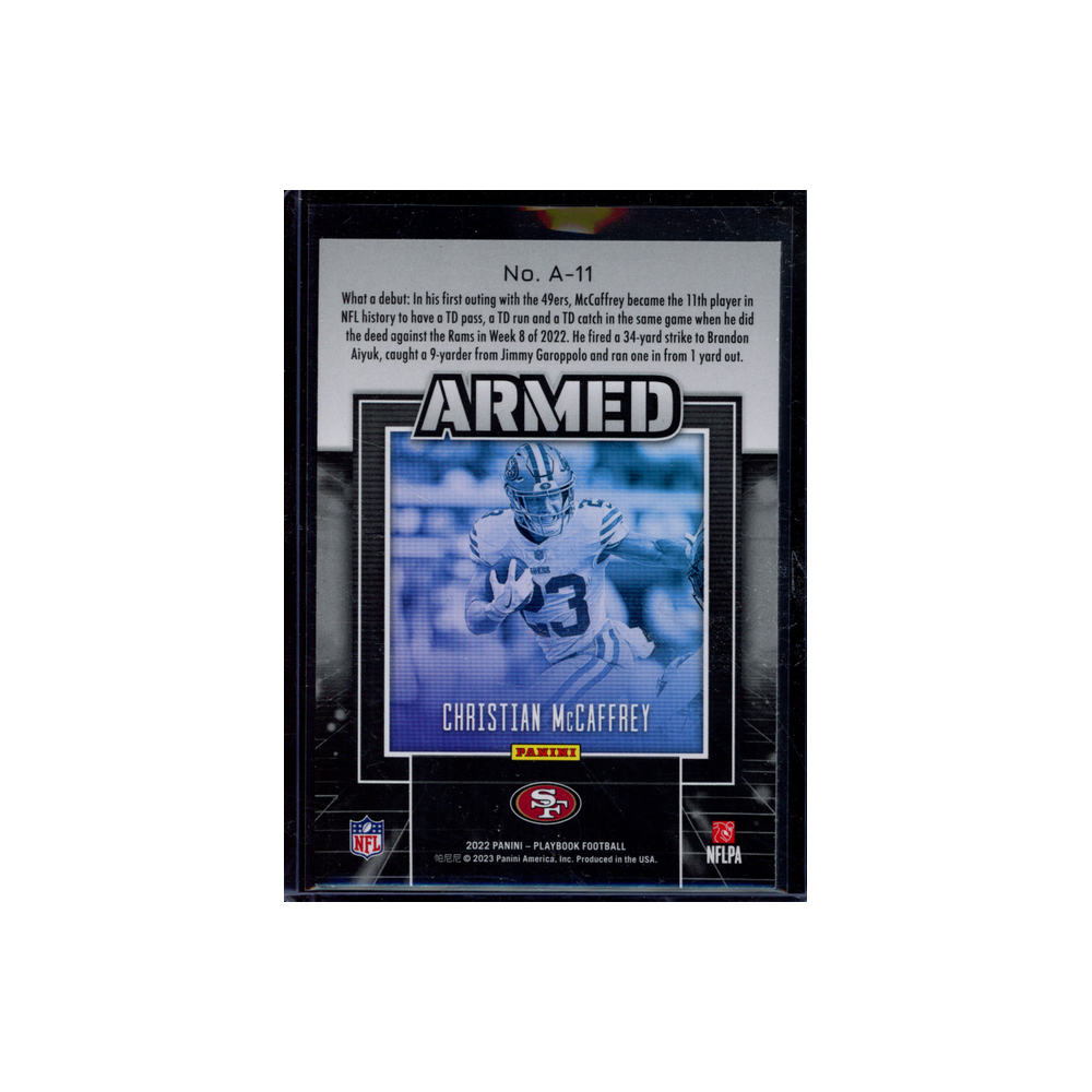 Christian McCaffrey 2022 Panini Playbook Football Armed SSP