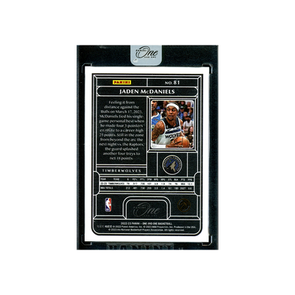 Jaden McDaniels 2022-23 Panini One and One Basketball Silver /99