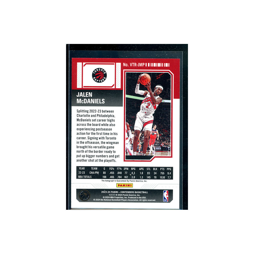 Jalen McDaniels 2023-24 Panini Contenders Basketball Veteran Ticket Auto