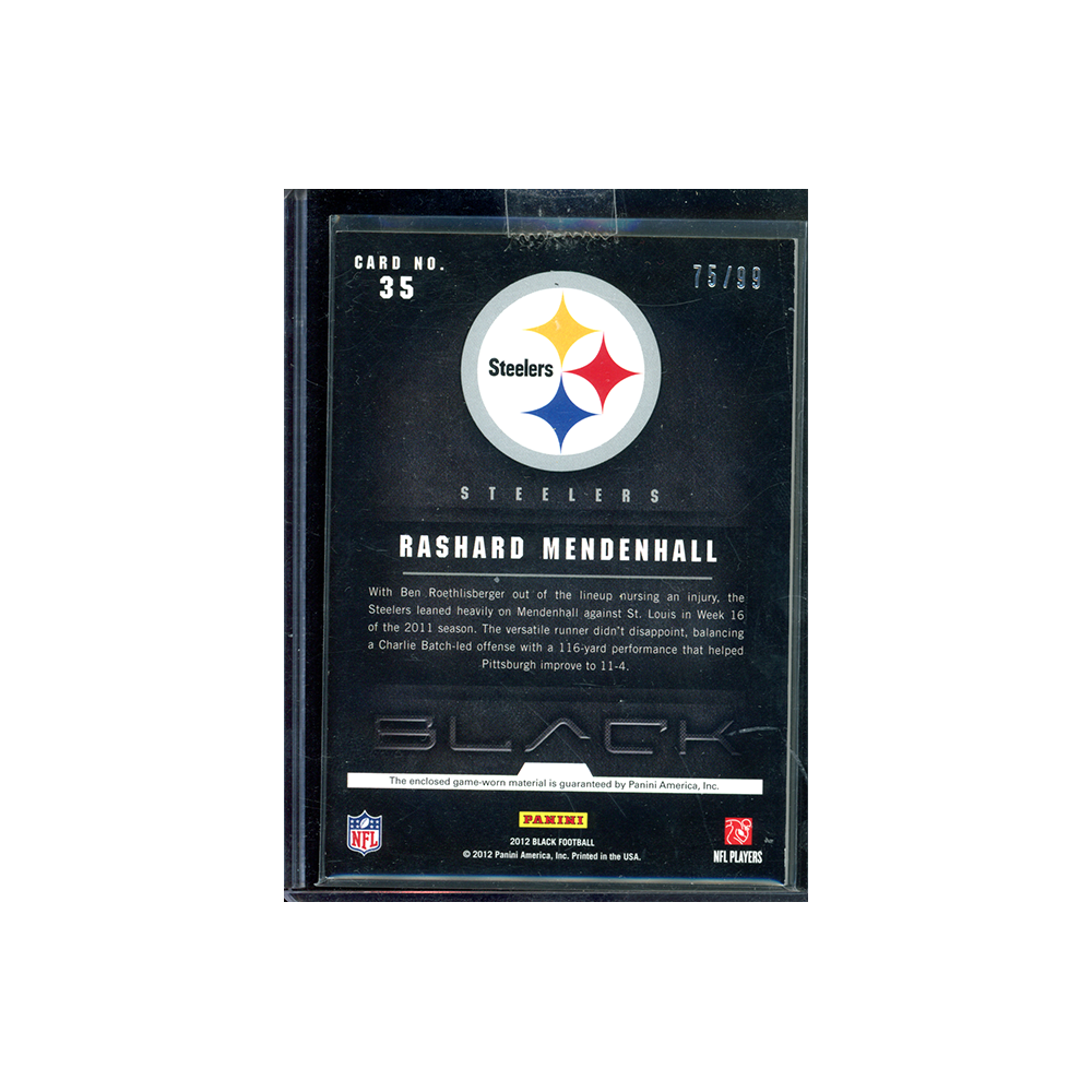 Rashard Mendenhall 2012 Panini Black Football NFL Equipment Patch /99