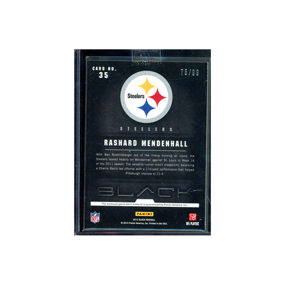 Rashard Mendenhall 2012 Panini Black Football NFL Equipment Patch /99