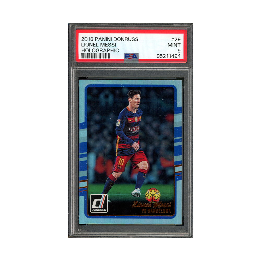 Lionel Messi 2016 Panini Donruss Holographic PSA 9