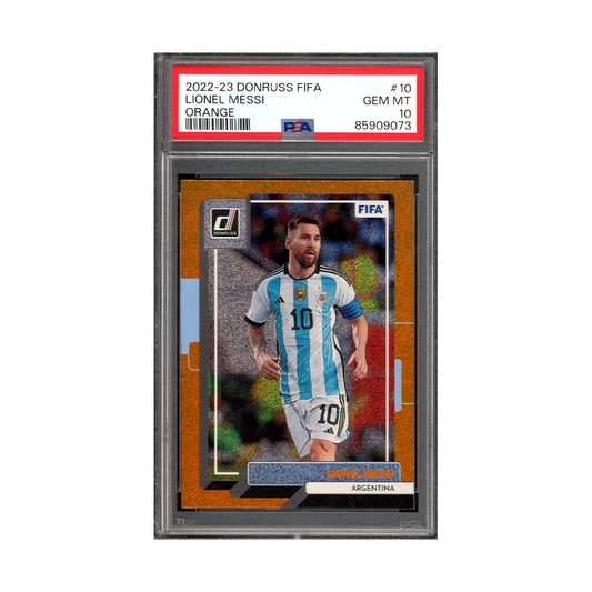 Lionel Messi 2022-23 Donruss Fifa Orange PSA 10