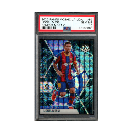 Lionel Messi 2020 Panini Mosaic La Liga Genesis Mosaic PSA 10