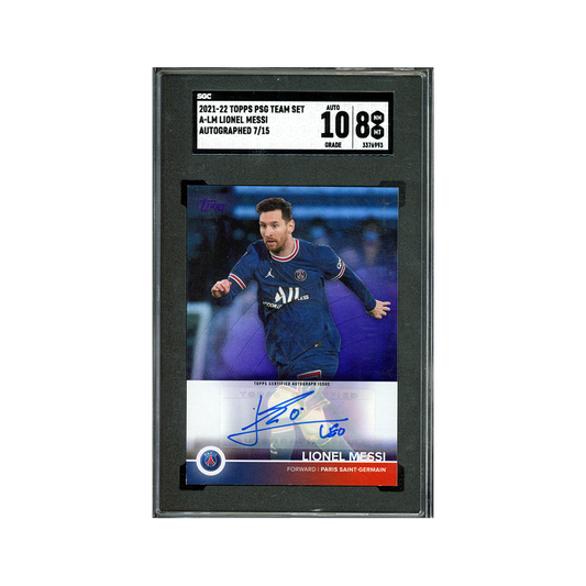 Lionel Messi 2021-22 Topps PSG Team Set Auto /15 SGC 8/10