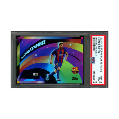 Messi 2024-25 Topps FCB Team Set Rainbow Flick PSA 9