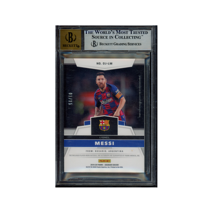 Lionel Messi 2019-20 Panini Obsidian Soccer Dual Jersey Ink Auto /15 BGS 9/10