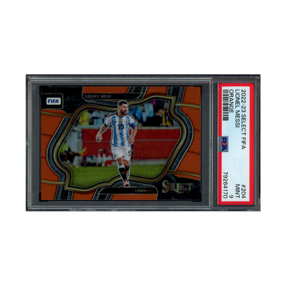 Lionel Messi 2022-23 Select Fifa Orange Field Leve /60 PSA 9