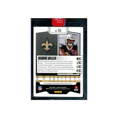 Kendre Miller 2023 Panini Absolute Football Rookie Auto /5