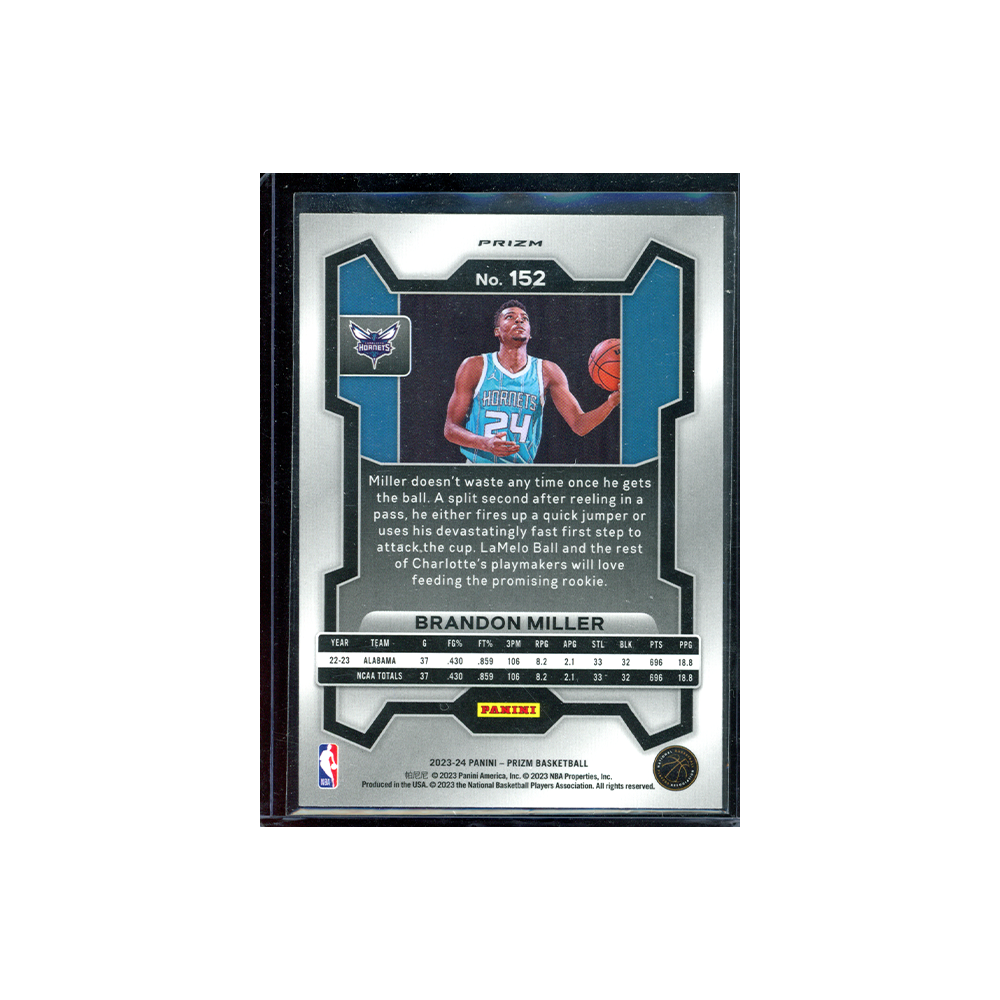 Brandon Miller 2023-24 Panini Prizm Basketball Hyper Prizm Rookie