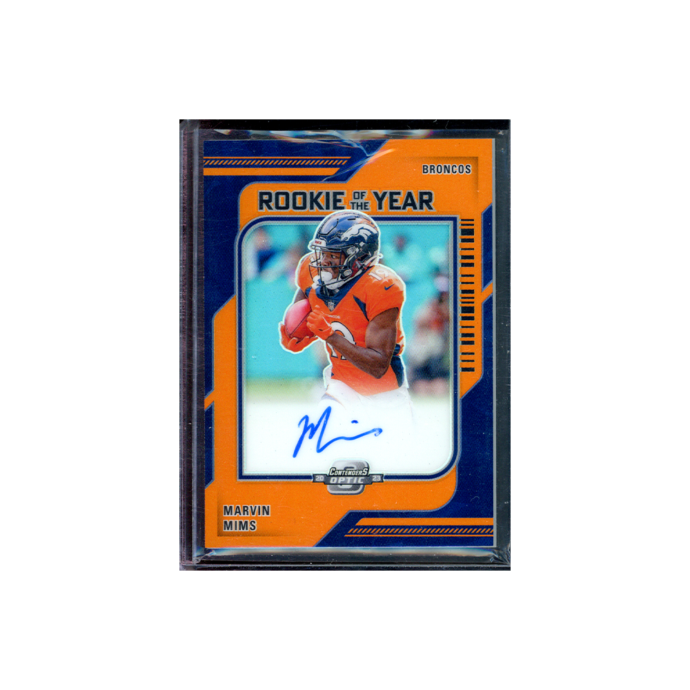 Marvin Mims 2023 Panini Contenders Optic Football Rookie of the Year Auto Orange /50