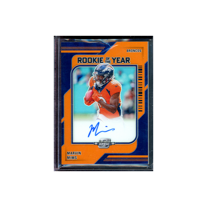 Marvin Mims 2023 Panini Contenders Optic Football Rookie of the Year Auto Orange /50