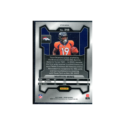 Marvin Mims 2023 Panini Prizm Football Silver Prizm Rookie