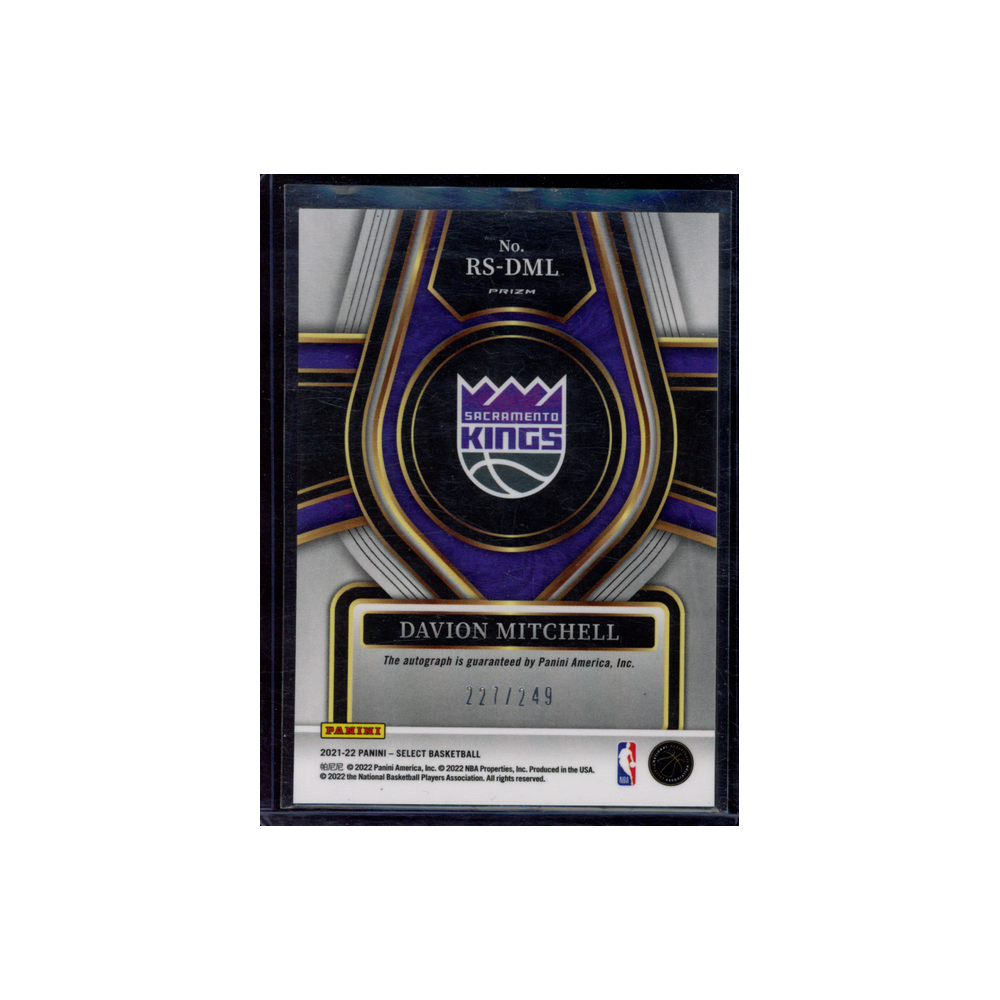 Davion Mitchell 2021-22 Panini Select Basketball Rookie Auto /249
