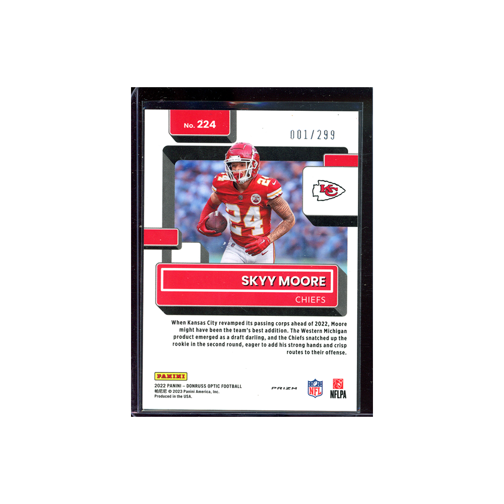 Skyy Moore 2022 Panini Donruss Optic Football Rated Rookie Aqua /299