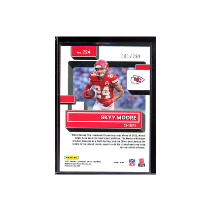 Skyy Moore 2022 Panini Donruss Optic Football Rated Rookie Aqua /299