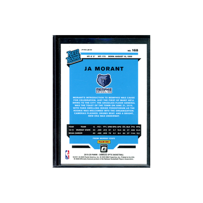 Ja Morant 2019-20 Panini Donruss Optic Basketball Rated Rookie Purple Shock