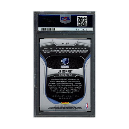 Ja Morant 2019 Panini Certified Basketball Mirror Blue Rookie PSA 10