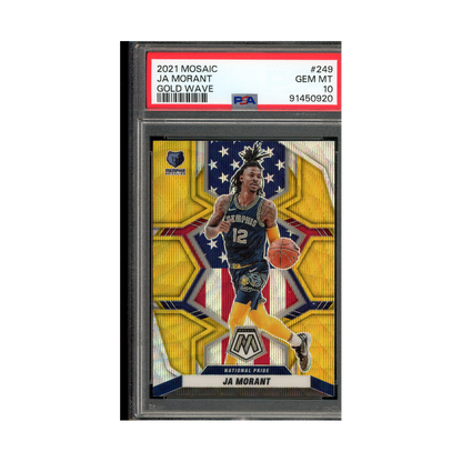 Ja Morant 2021 Panini Mosaic Basketball Gold Wave National Pride PSA 10