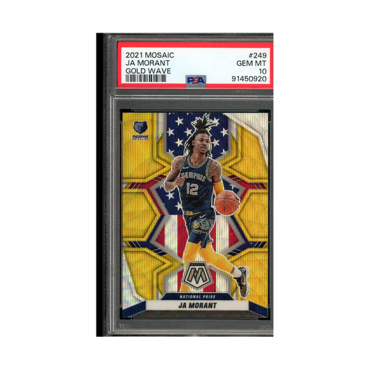 Ja Morant 2021 Panini Mosaic Basketball Gold Wave National Pride PSA 10