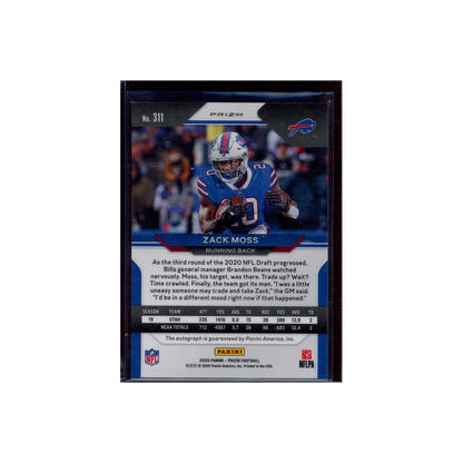 Zack Moss 2020 Panini Prizm Football Rookie Auto