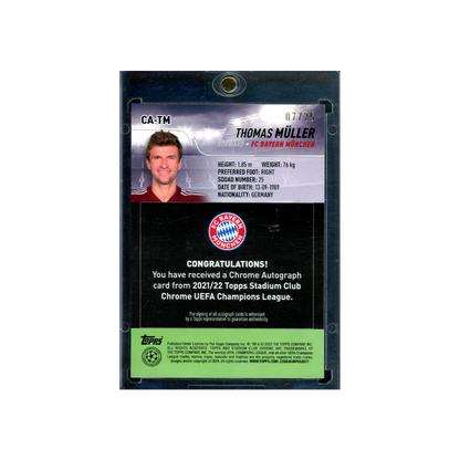 Thomas Müller 2021-22 Topps Stadium Club Chrome Auto /25