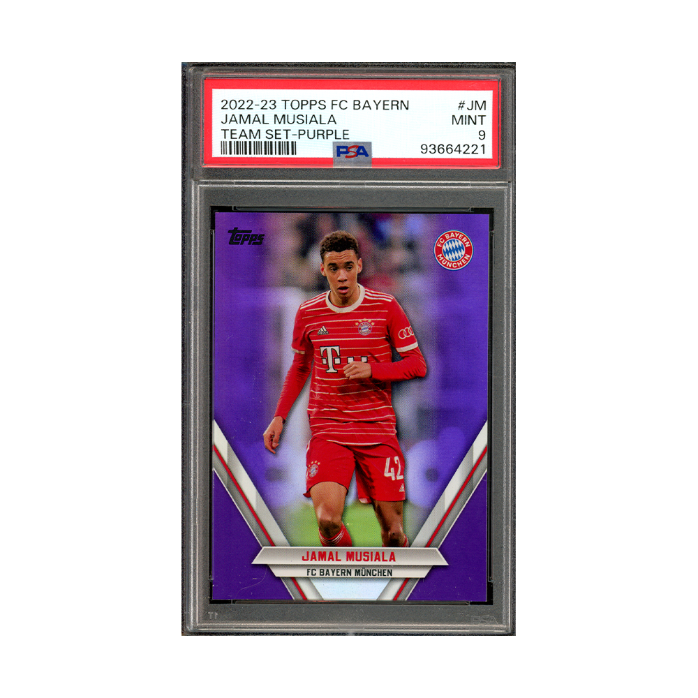 Jamal Musiala 2022-23 Panini Topps FC Bayern Team Set-Purple /70 PSA 9