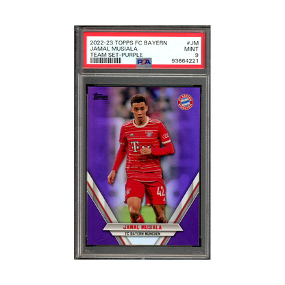 Jamal Musiala 2022-23 Panini Topps FC Bayern Team Set-Purple /70 PSA 9