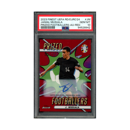 Jamal Musiala 2023 Finest UEFA Road to Euro 24 Prized Footballers Auto Red /5 PSA 10