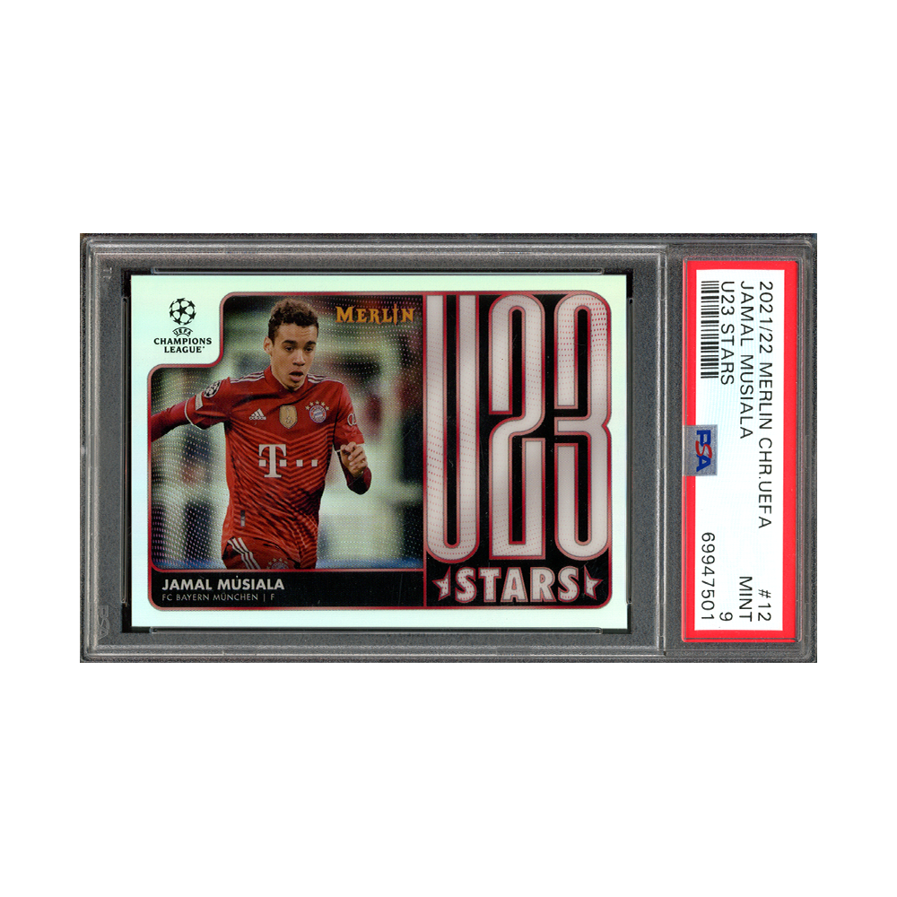 Jamal Musiala 2021-22 Merlin Chrome Uefa U23 Stars PSA 9