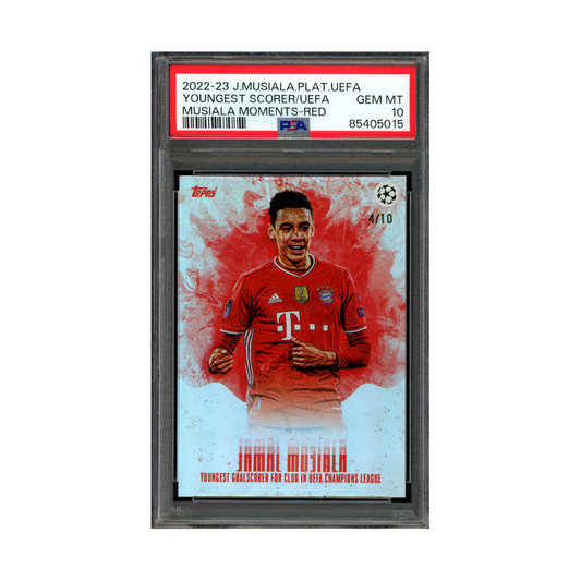 Jamal Musiala 2022-23 Topps Platinum Musiala Moments Red /10 PSA 10