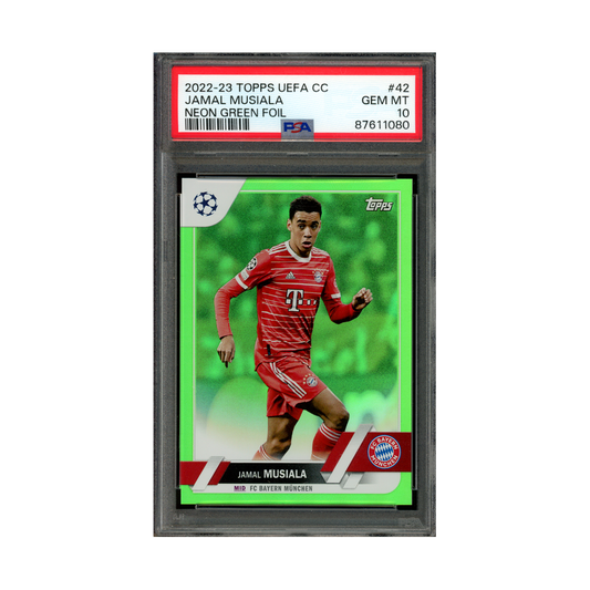 Jamal Musiala 2022-23 Topps UCC Neon Green /199 PSA 10