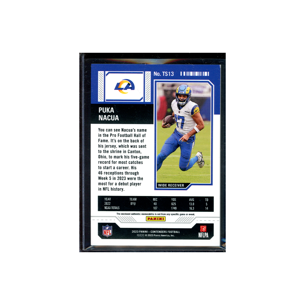 Puka Nacua 2023 Panini Contenders Football Rookie Ticket Jersey