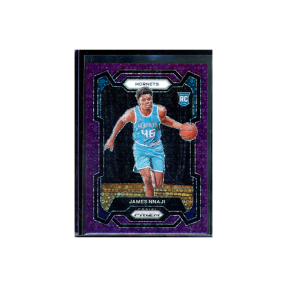 James Nnaji 2023-24 Panini Prizm Basketball Fast Break Purple Prizm Rookie /75