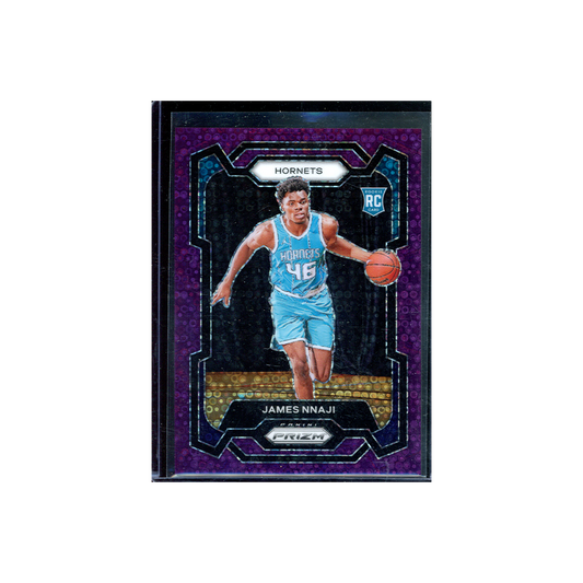 James Nnaji 2023-24 Panini Prizm Basketball Fast Break Purple Prizm Rookie /75
