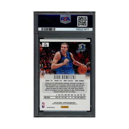 Dirk Nowitzki 2023 Panini Prizm Deca Basketball Green Shimmer Fotl /12 PSA 9